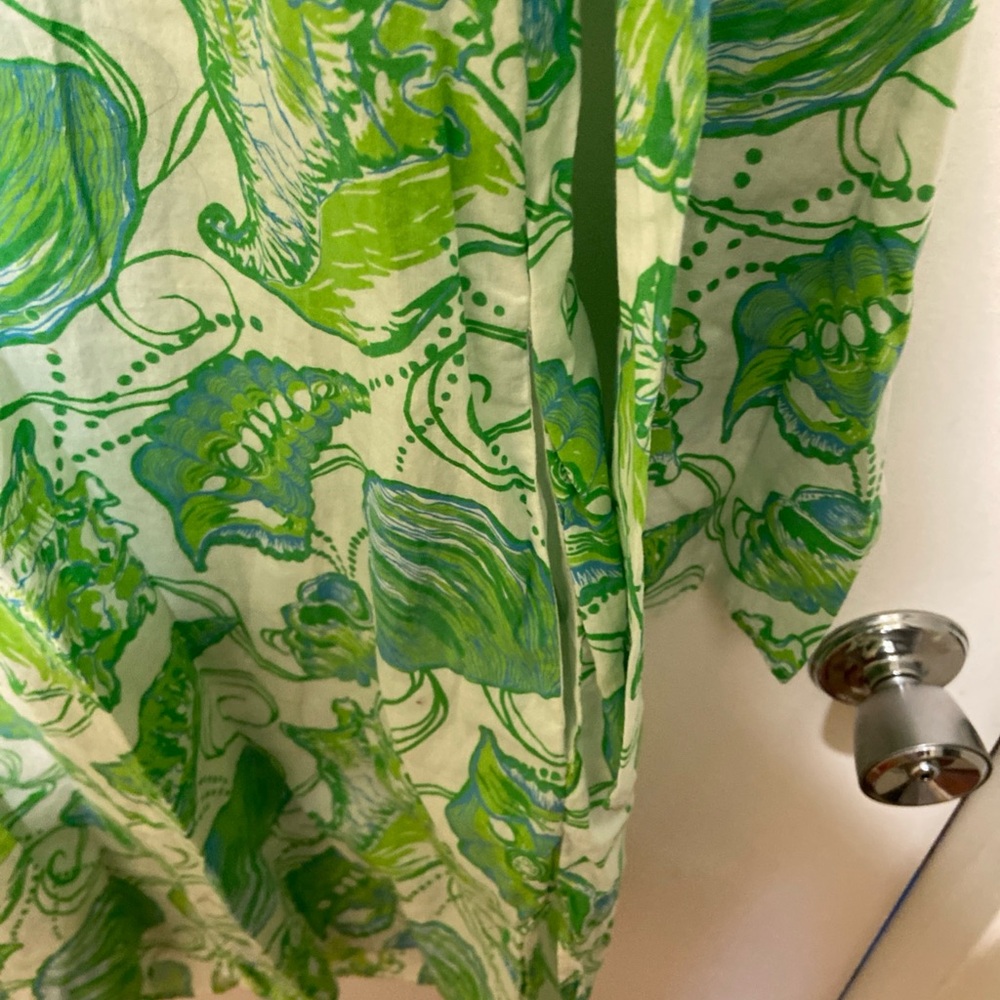 Lilly Pulitzer Jubilee Brooke Shields Green Blue white Beaded Tunic Dress Sz L - Picture 6 of 6